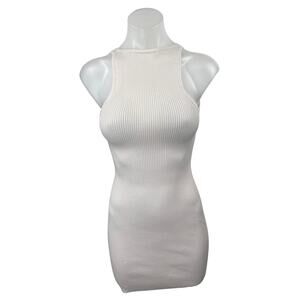 Aritzia Wilfred Free Ivory Cream Sleeveless Ribbed Knit Sculpt Bodycon Dress XXS